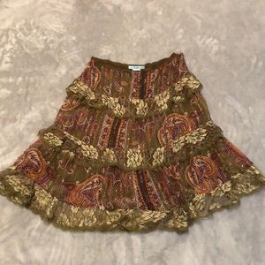 Brown Gypsy skirt, shiny lace, size 6